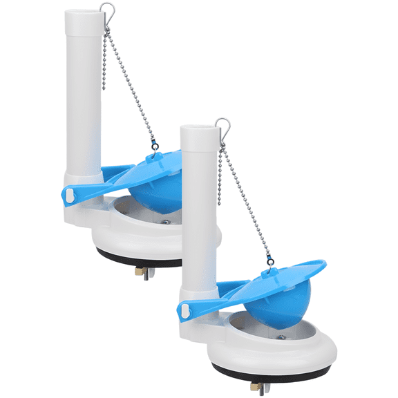 2 Pcs 3-Inch Toilet Flush Valve Assembly, Blue Flapper One-Piece Toilet Flush Valve, Large Caliber, 6.7 in / 17 cm Height Adjustable ABS Toilet Tank Fittings with 4.1 in / 10.4 cm Rubber Loop