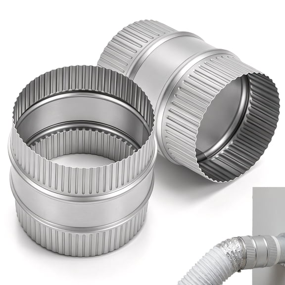 2 Pcs 3 Inches 4 Inches Round Duct Connector Metal Ventilation Pipe Coupler Galvanized Steel HVAC Duct Coupling for Dryer Vent Pipe