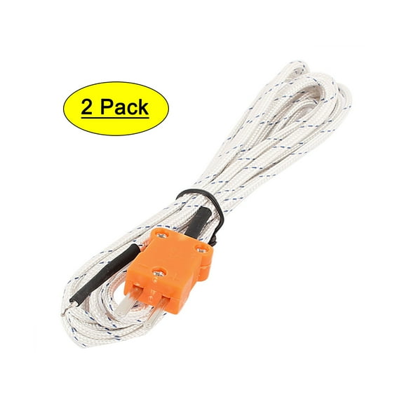 2 Pcs 3 Meter K Type Thermocouple Probe Temperature Sensor for Multimeter
