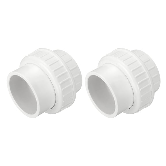 2 Pcs 3" PVC Union Pipe Fitting, Schedule 40 Furniture Grade Slip Union Coupling Fitting with EPDM O-Ring for Plumbing Systems Irrigation Projects, Socket x Socket White