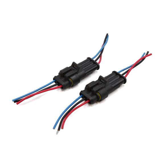2 Pcs 3 Pin Way Car Auto HID Electrical Wire Waterproof Connector Socket