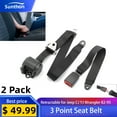 thumbnail image 1 of 2 Pcs 3 Point Safety Seat Belt Straps Car Vehicle Retractable Safety Belt Kit Extension, 1 of 9