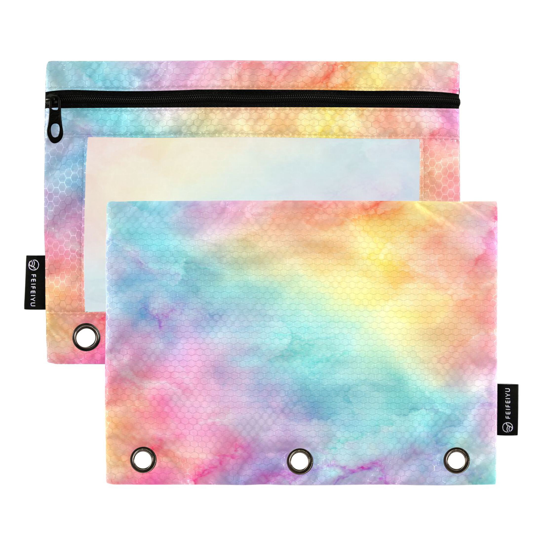 2 Pcs 3 Ring Binder Pouch Water Resistant Clear PVC Pencil Pouch for ...