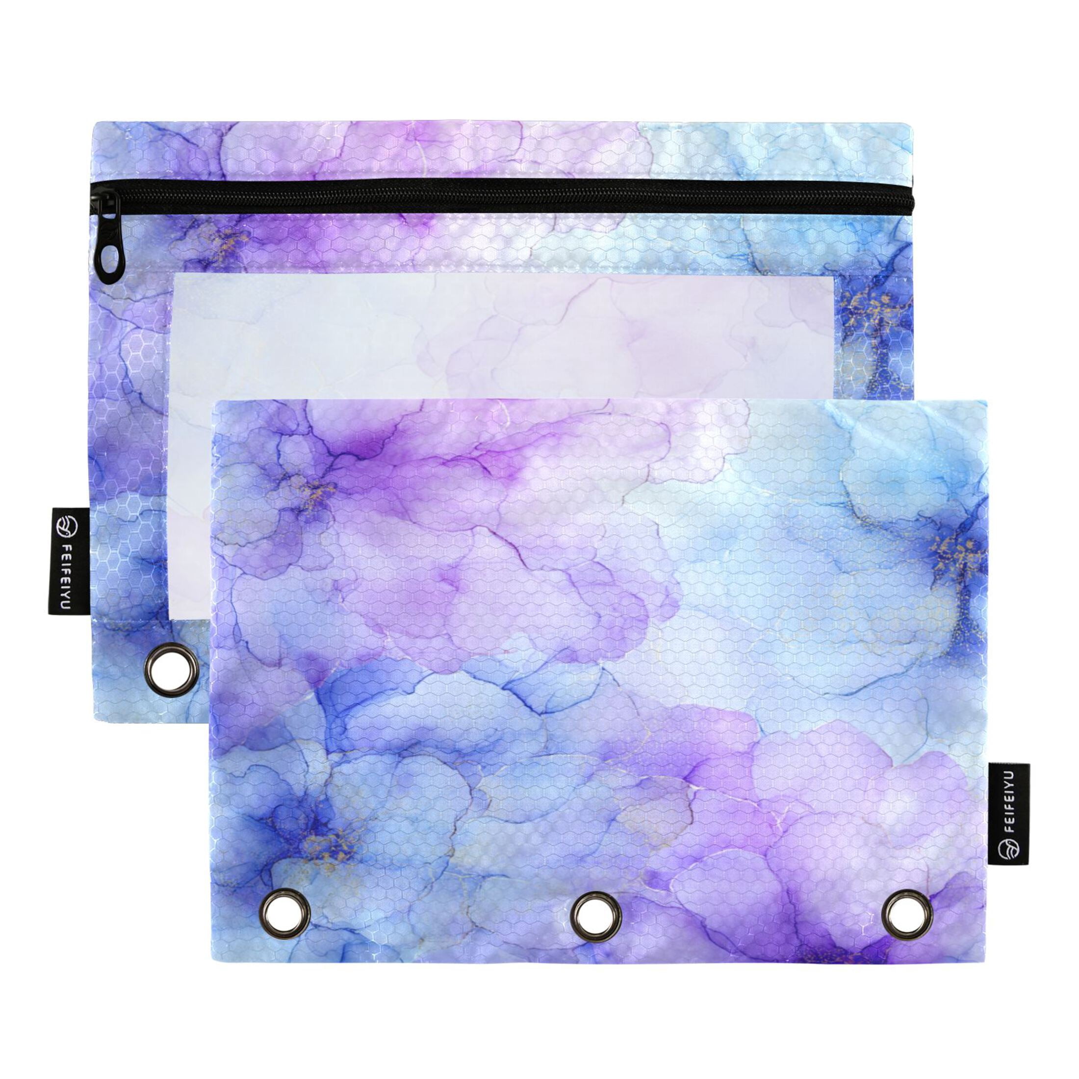 2 Pcs 3 Ring Binder Pouch Water Resistant Clear PVC Pencil Pouch for ...