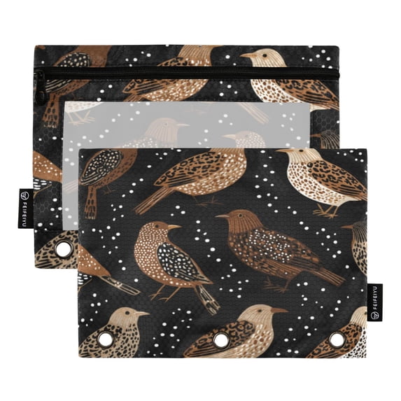 2 Pcs 3 Ring Binder Pouches, Foldable File Folders with Clear PVC ...