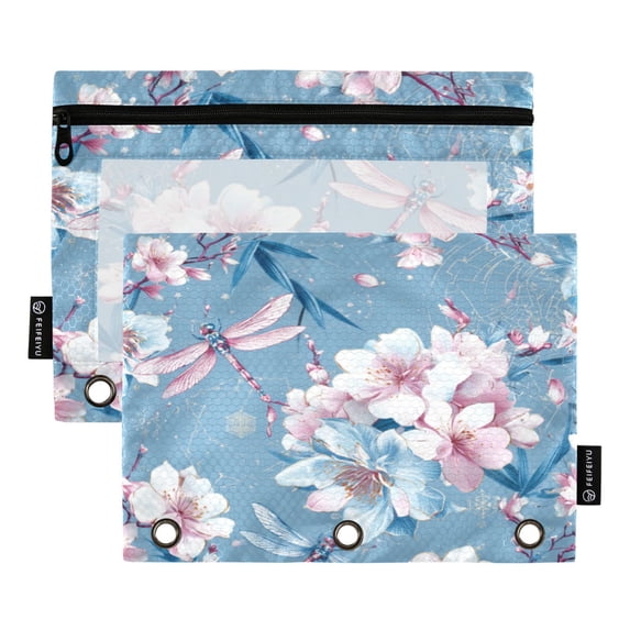 2 Pcs 3 Ring Binder Pouches, Foldable File Folders with Clear PVC ...