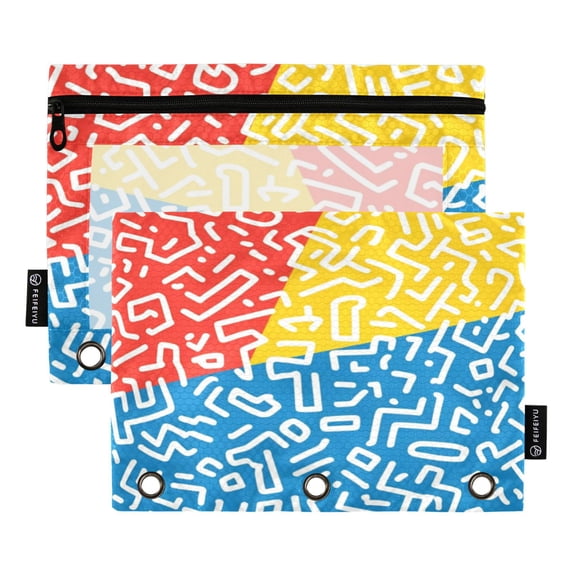 2 Pcs 3 Ring Binder Pouches, Foldable File Folders with Clear PVC ...