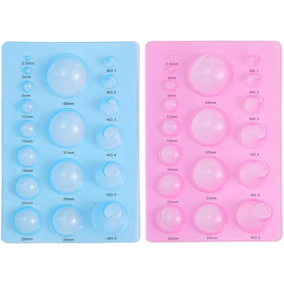 2 Pcs 3 Row Paper Quilling Tools Half Ball Domes, Plastic Mini Quilling Molds for Diy Craft Projects with Convenient Roll Functionality, Blue and Pink