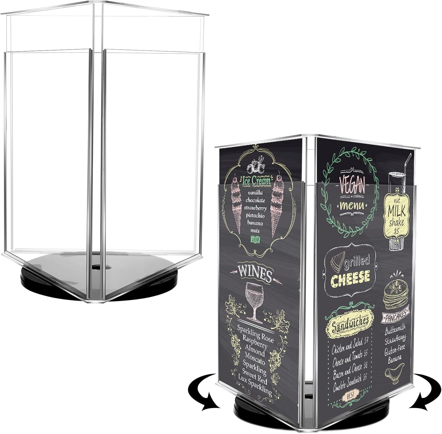 2 Pcs 3 Sided Acrylic Sign Holder 8. 5 x 11 Inch Rotating Clear Sign ...