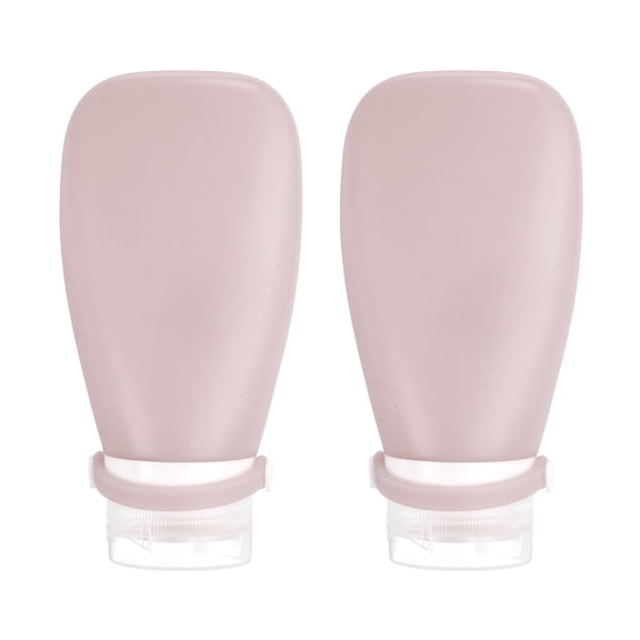 2 Pcs 3 oz Silicone Squeeze Bottle, Refillable Travel Bottles Leak Proof Containers for Toiletries, Deep Pink