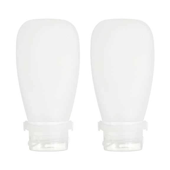 2 Pcs 3 oz Silicone Squeeze Bottle, Refillable Travel Bottles Leak Proof Containers for Toiletries, Translucent