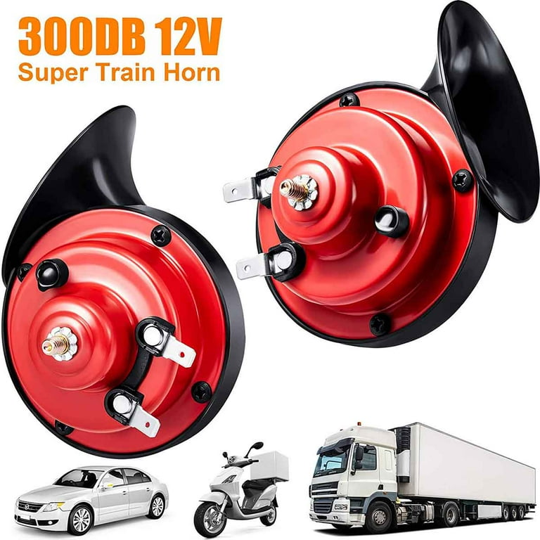 300DB 12V Super Loud Train Horn Snail Air Horn For Car Motorcycle Truck Boat 2 Pack
