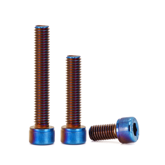2 Pcs 304 Stainless Steel Burnt Titanium Plated Colored Fixing Bolts, for Motorcycles Accessories M6x55mm.