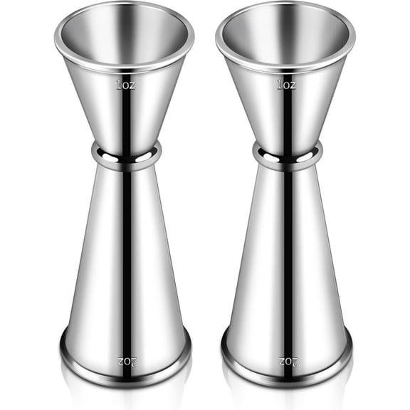 2 Pcs 304 Stainless Steel Double Jigger, 2 Oz 1 Oz Cocktail Measuring Tool