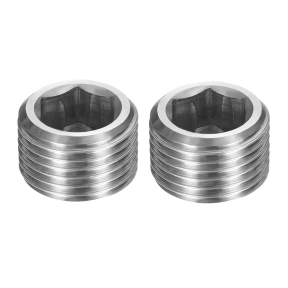 2 Pcs 304 Stainless Steel Pipe Plug M24 x 2 Male Internal Hex Thread Socket Pipe Plug
