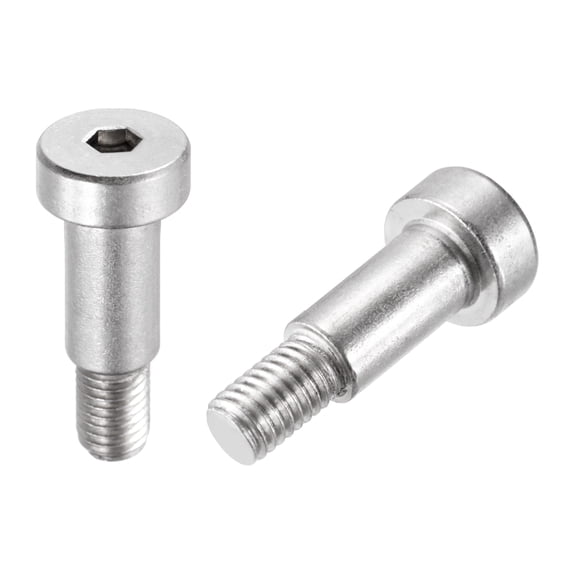2 Pcs 304 Stainless Steel Shoulder Bolt 10mm Shoulder Dia 16mm Shoulder Length M8x1.25 Thread Hex Socket Shoulder Bolts for Hydraulic Injection Molding Machinery Industries