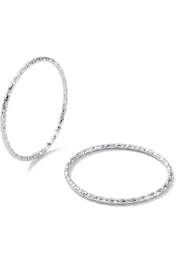 2 Pcs 304 Stainless Steel Textured Finger Rings Stainless Steel Color Rings Metal Rings Decoration for Women Wedding Engagement Party Jewelry Gift US Size 7 1/4(17.5mm) Silver