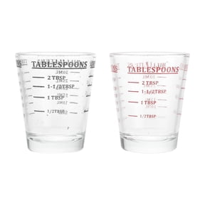 2 Pcs 30ML Glass Measuring Cup Espresso Shot Glass Ounce Cup with Scale Kitchen Measure Tool Supplies (Black/Red)