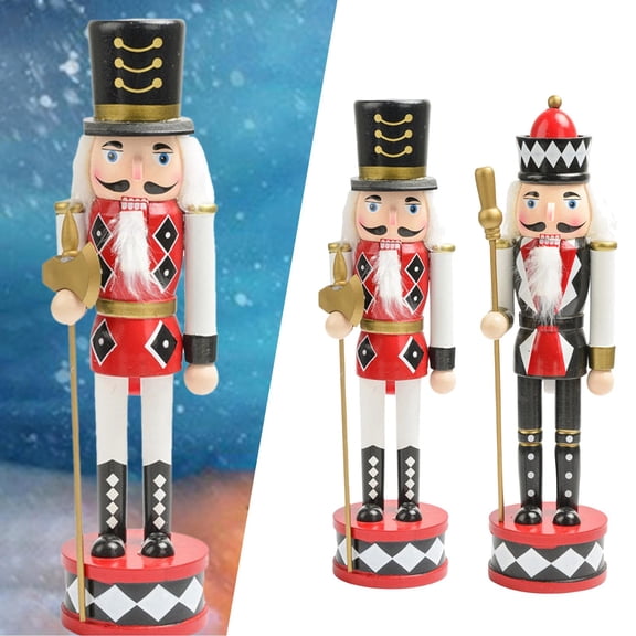 2 Pcs 30cm Nutcracker Soldier Figures Christmas Bookshelf Ornament Style E