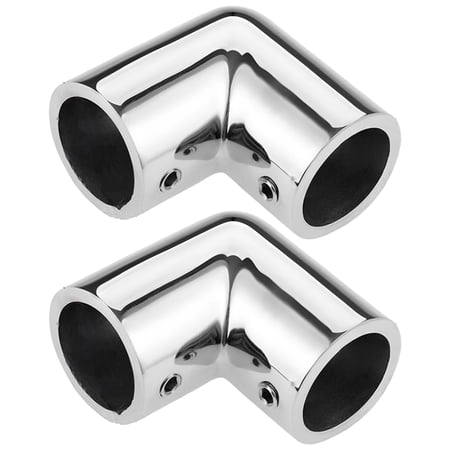 2 Pcs 316 Stainless Steel 90 Degree Elbow, Heavy Duty Boat Handrail Fitting, 0.87 in / 22 mm ID Pipe Connector for 7/8 Inch Pipe Tubing, Marine Grade Bent Tube with Screw Holes, Mirror Polished