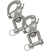 2 Pcs 316 Stainless Steel Quick Release Snap Shackle, 2.8 in / 70 mm Junction Type Swivel, 992 lbs / 450 kg Capacity, Corrosion-Resistant Marine Grade Clevis for Sailboat Rigging Hardware