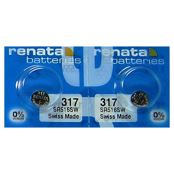 2 Pcs 317 Renata Silver Oxide 0% Mercury Electronic Batteries SR516SW