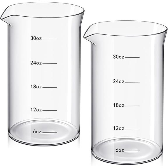 2 Pcs 34 oz French Press Replacement Glass with Scale Universal Replacement Beaker for French Press Tea and Coffee Makers Borosilicate 3.3 Glass Spare Carafe