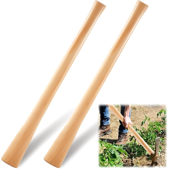 2 Pcs 35 Inches Pickaxe Handles Beech Wood Handles Replacement Tool Set for Heavy Duty Pick Axe, Mattock Heads, for Gardening, Landscaping, Yard and Outdoors Work