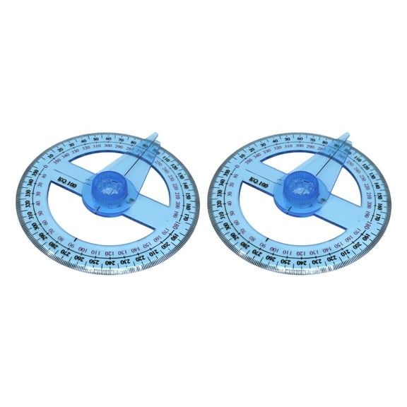 2 Pcs 360 Plastic Protractor Circle Protractor Measuring Tool Clear Protractor Rule Math Protractor for Student