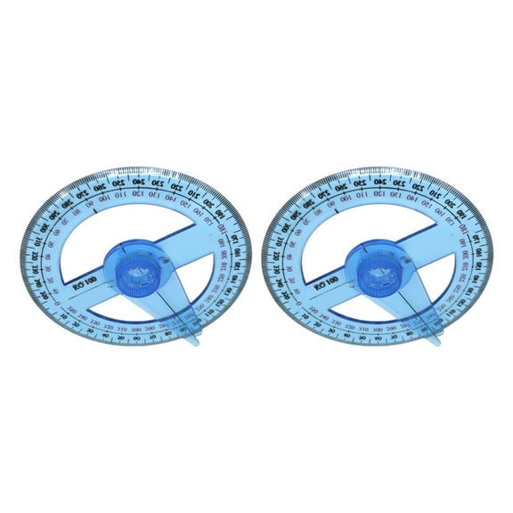 2 Pcs 360° Protractor Ruler Clear Protractor for School Classroom Office