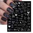 2 Pcs 3D Laser Heart Shape Letter Nail Art Stickers - Durable & Easy to ...