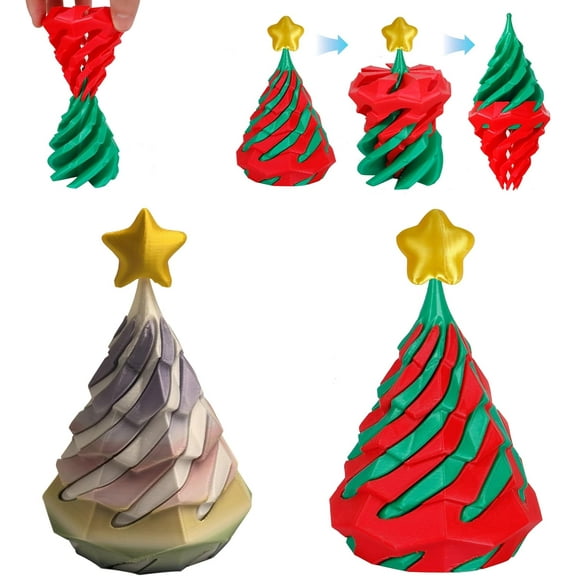 2 Pcs 3D Printed Christmas Tree Spiral Cone Fidget Toy,Spinning Top Christmas Tree Fidget Toy,3D Printed Spiral Cone Fidget Toy,Mini Christmas Tree Table Top Decorations,Christmas Crafts Xmas Gift