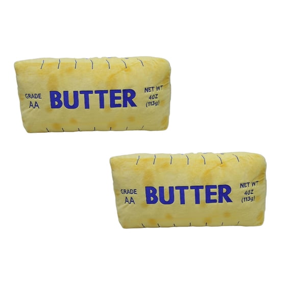 Valentines 2 Pcs Giant Butter Throw Pillow 32 Inch 3D Butter Stick Lumbar Pillow Valentines Salted Butter Floor Pillow Novelty Foodie Baking Cushion for Bed Sofa Couch Dorm Housewarming
