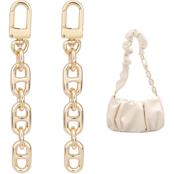 2 Pcs 4.29" Bag Extender Chain Alloy Mariner Link Purse Strap Extender for Shoulder Bag Light Gold Chain Strap Extender Replacement Accessory Bag Chain Straps for Purse Clutch Handbag