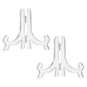 2 Pcs 4" Acrylic Easel Display Stand, Folding Plate Display Stands Holder for Display Frames, Clear