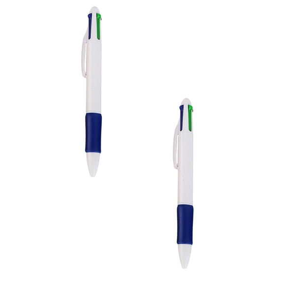 2 Pcs 4-Color Original Retractable Ballpoint Pen Retractable Shuttle Pens Mini 4-in-1 Multi-Colored Ink Ballpoint Pens Assorted Inks 4-Color Ballpoint Pen for Adults, 5.51 Inch, Blue
