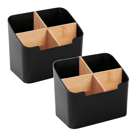 2 Pcs 4-Compartment Remote Control Organizer, Stylish Desk Organizer and Remote Control Holder, Desktop Storage Caddy for Office Desktop Coffee Table Bedside Nightstand