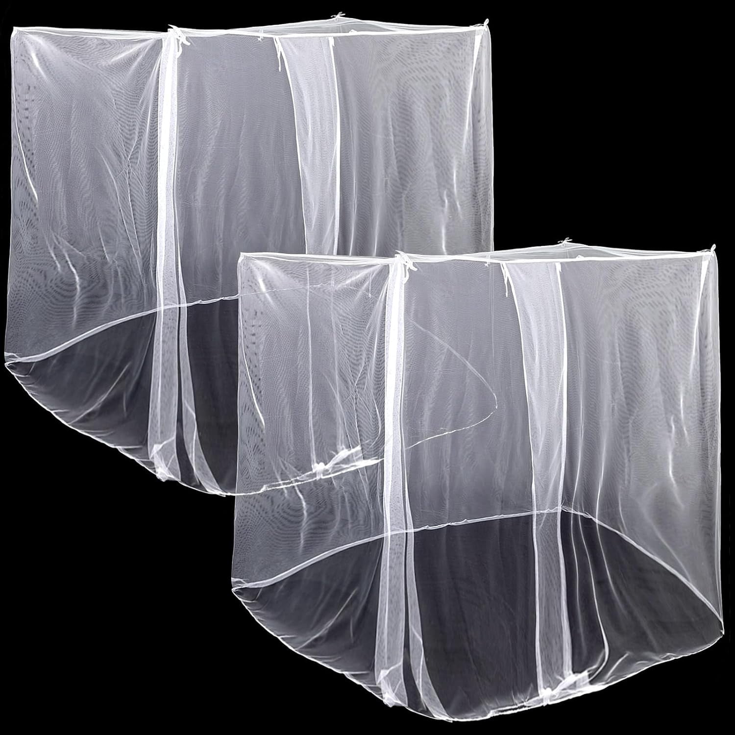 2 Pcs 4 Corners Mosquito Net for Bed Canopies Netting Drapes Mesh Twin Full Queen King Size Camping Home Outdoor Travel Dormitory(White,L75 X W35 H60 Inch)