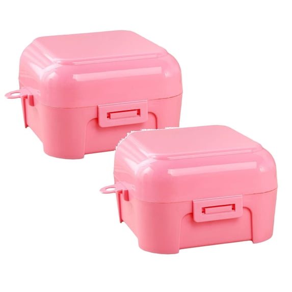 2 Pcs 4 Grid Egg Containers with Lid, Egg Storage Box, Deviled with Lid Container, Egg Dispenser Holder Case Crisper Picnic Travel Keeper Portable Egg Carriage, 4.13"x4.13"x2.76", Pink