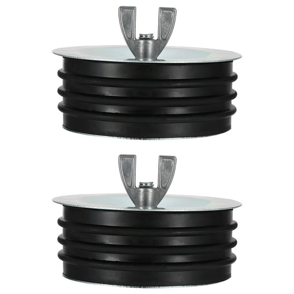 2 Pcs 4 Inch Sewer Cleanout Cap Steel Mechanical Test Pipe Plug Cover Black