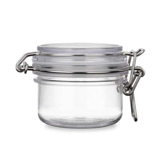 2 Pcs 4 Oz Clear Round Plastic Sealed Jar Bottles with Hinged Lid for Kitchen, Crafts, and Gift Storage