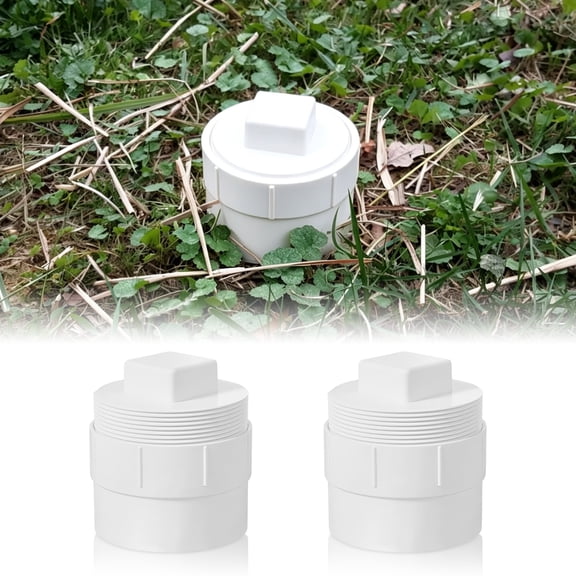 2 Pcs 4" PVC Sewer Cleanout Cap Cover Cleanout Adapter Fitting with Plug for Home Drainage Piping & RV Hose