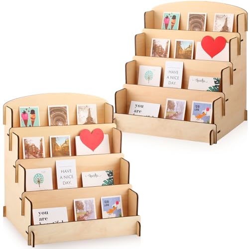 2 Pcs 4 Tiered Greeting Card Display Stand Portable Sticker Display ...