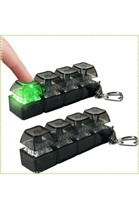 2 Pcs 4-in-1 Keyboard Adult Fidget Clicker Toy 2 Style Sound Keyboard Fidget Keychain Cube Mechanical Key Button Clicker Stress Relief Gift for Office Home Pass Time and Release Stress