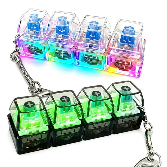 2 Pcs 4-in-1 Keyboard Adult Fidget Clicker Toy 2 Style Sound Keyboard Fidget Keychain Cube Mechanical Key Button Clicker Stress Relief Gift for Office Home Pass Time and Release Stress
