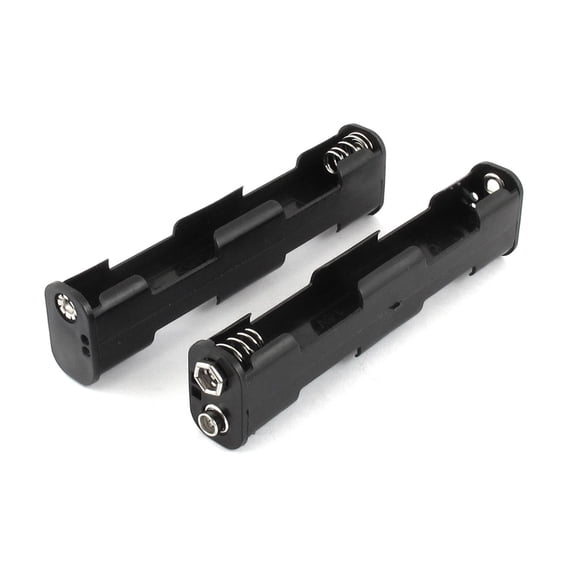 2 Pcs 4 x 1.5V AA Double Side Battery Holder Plastic Case Storage Box Black
