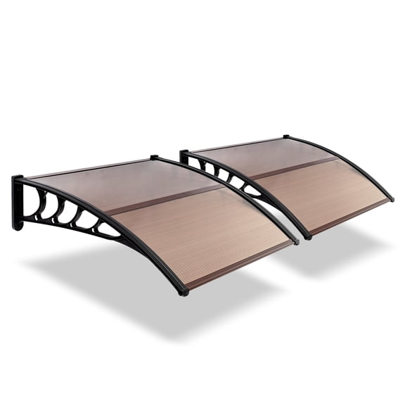 2 Pcs 40" x 40" Door Window Awning Exterior, Polycarbonate Cover Entry Door Outdoor Patio Awning Canopy, Front Door Overhang Awning for Sun Shutter, UV, Rain and Snow Protection, Hollow Sheet, Upgrade