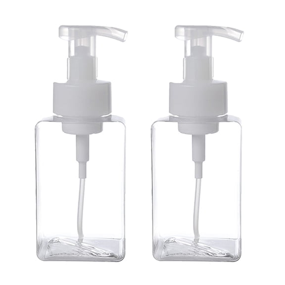 2 Pcs 400ml Pump Foming Bottle Makeup Press Bottle Bubble Maker Transparent Subpackaging Bottle for Women Cosmetic (White)