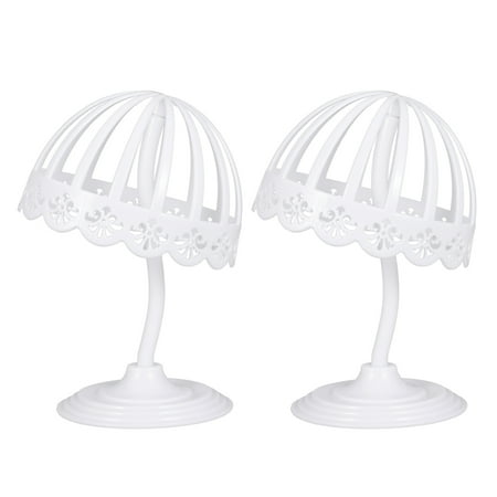 2 Pcs 40CM Height 20CM Plastic Hat Display Rack Elastic Adjustable Showing Stand Tabletop Wig Stand Hat Display Holder (White)