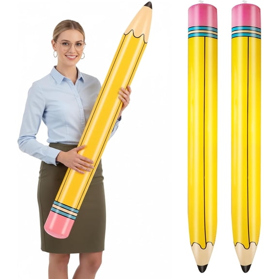 2 Pcs 43 Inch Inflatable Pencil Balloons, Giant Large Blow Up Pencils for Back to School & Graduation Party Decorations, Classroom Hanging Photo Prop